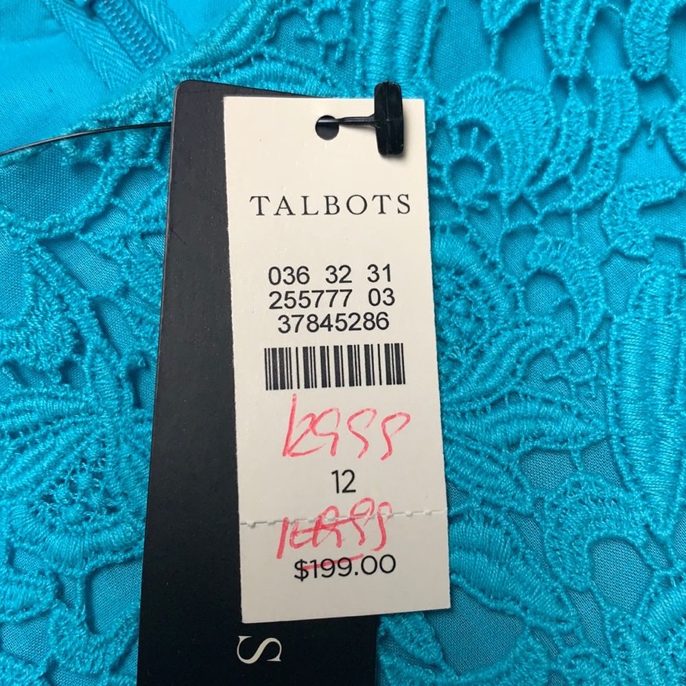 Talbots eyelet sleeveless dress. Aqua blue - Picture 10 of 10